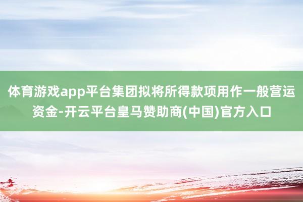 体育游戏app平台集团拟将所得款项用作一般营运资金-开云平台皇马赞助商(中国)官方入口