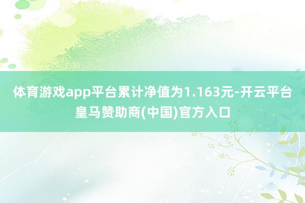 体育游戏app平台累计净值为1.163元-开云平台皇马赞助商(中国)官方入口