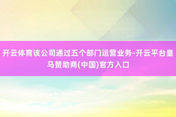 开云体育该公司通过五个部门运营业务-开云平台皇马赞助商(中国)官方入口