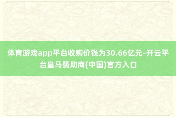 体育游戏app平台收购价钱为30.66亿元-开云平台皇马赞助商(中国)官方入口